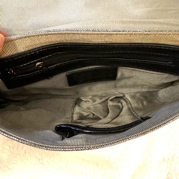 Express Black and Silver Studded Bejeweled Hobo Wristlet Bag Excellent Condition - Picture 6 of 11